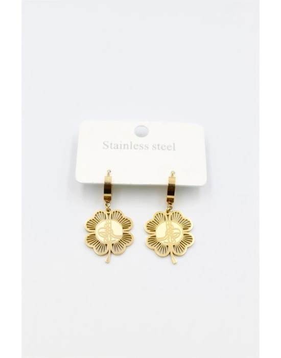 Tuğra Yonca Küpe - Altın