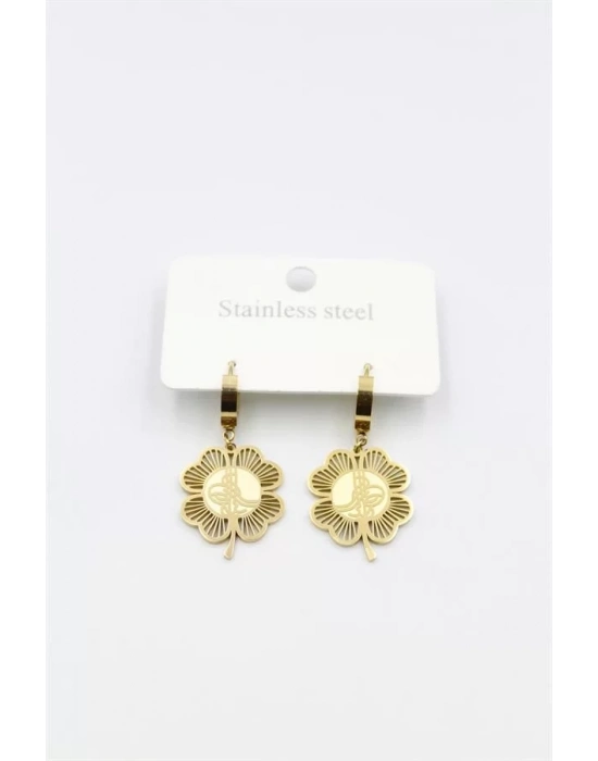 Tuğra Yonca Küpe - Altın