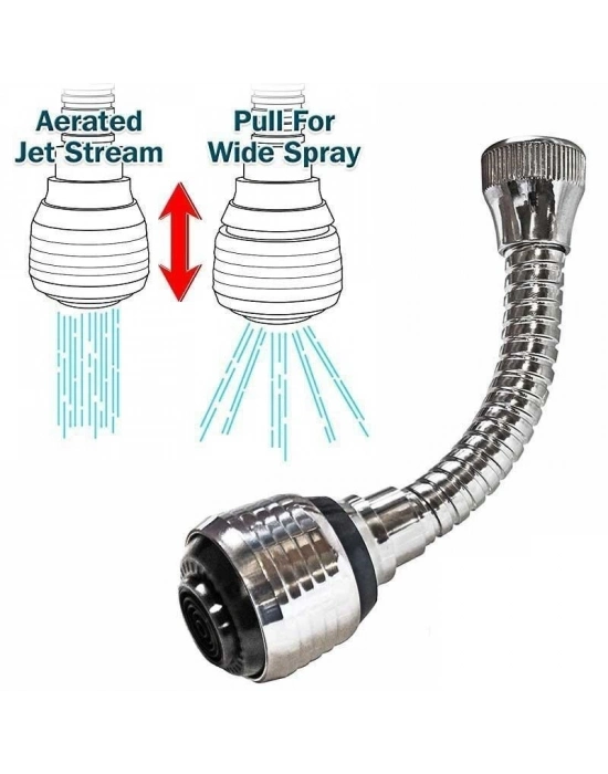 Turbo Flex 2 Aşamalı Plastik Esnek Musluk Başlığı Pratik Tak Kullan