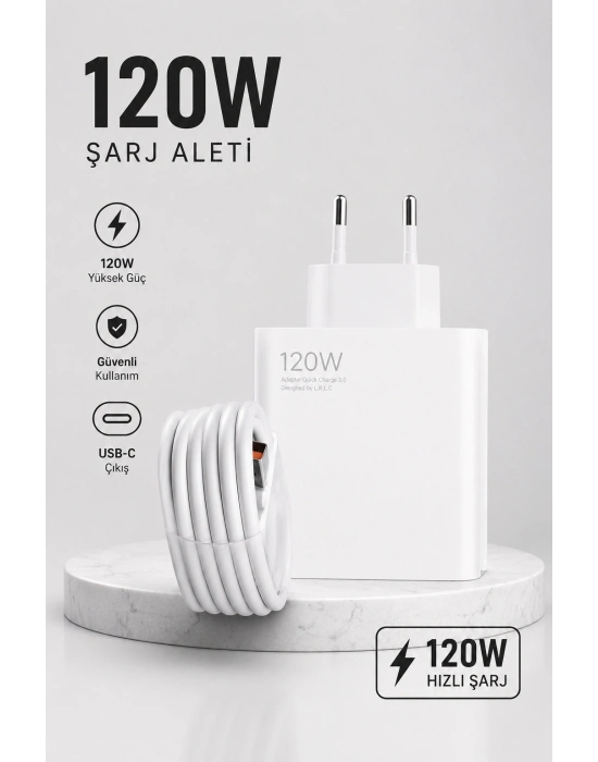 Turbo Hızlı Şarj Destekli 120W USB-C Şarj Seti