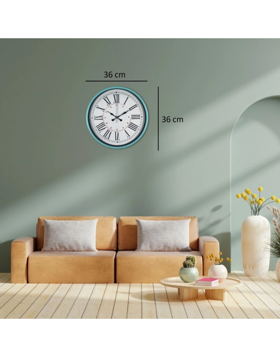 Turkuaz 36 Cm Dekoratif Duvar Saati