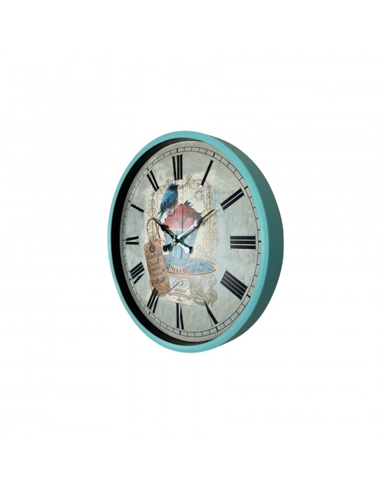 Turkuaz 36 Cm Strawberry Bird Figürlü Duvar Saati