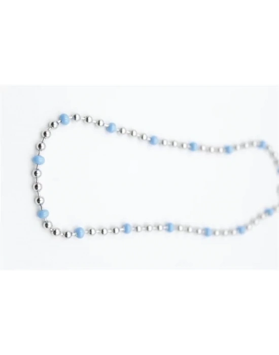 Turkuaz Boncuk Kolye - Gümüş