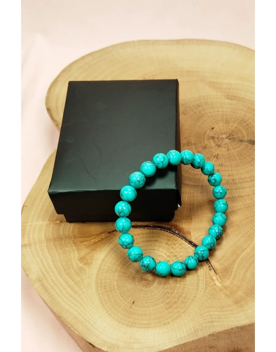 Turkuaz Doğal Taş Bileklik Kutulu