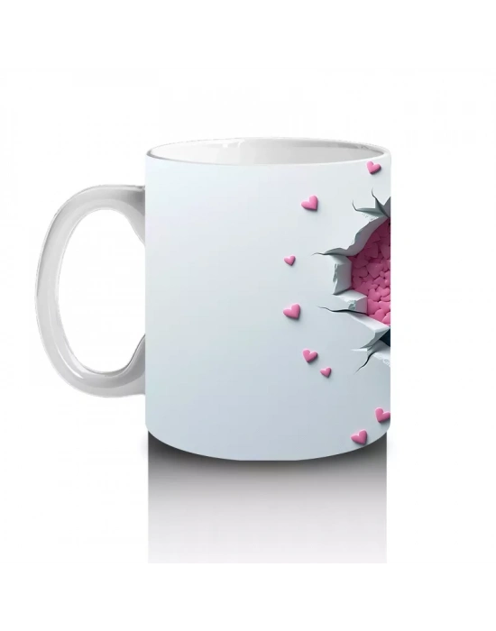 Turkuaz Fonlu Balık ve Kalpler – Baskılı Kahve Kupası