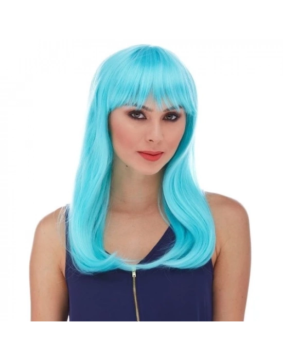 Turkuaz Mavi Parti Peruğu