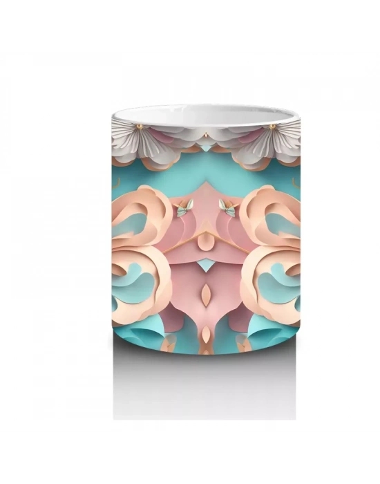 Turkuaz Renkli Simetrik Kelebekler – Baskılı Kahve Kupası