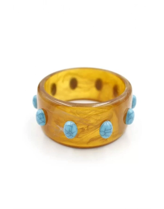 Turkuaz Taşlı Bilezik - Kahverengi