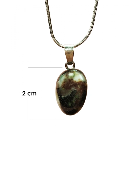 Turmalin Doğal Taşı Zincirli El Yapımı Kolye Uç: 2 cm Zincir: 20 cm Kutulu