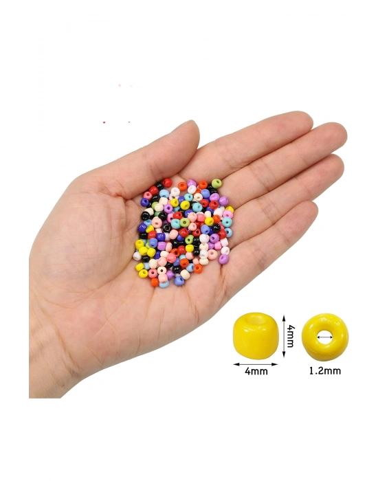 Turquaz Mavi Renk 4 mm Yaklaşık 660 adet / 60 gram Cam Boncuk Oya Yazma Bileklik ve Kolye