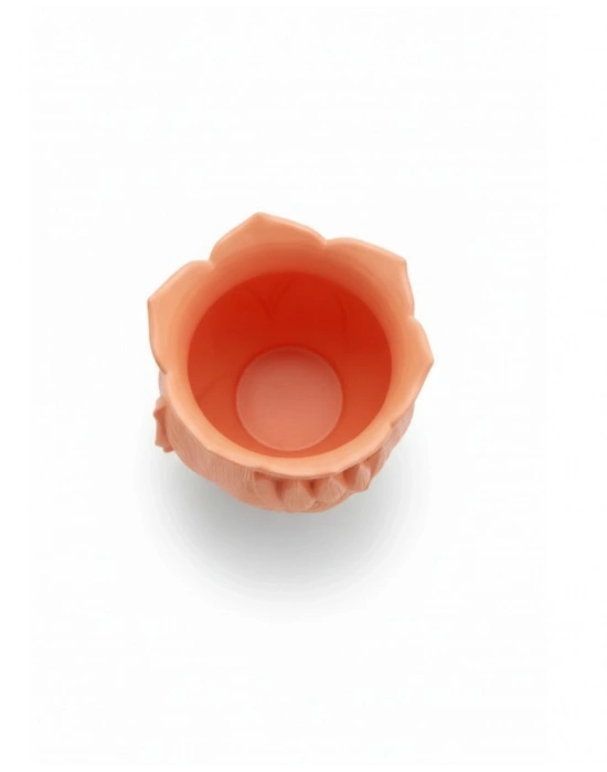 ® Turuncu Çiçek Desenli 3D Dekoratif Vazo Modern Masaüstü Aksesuar