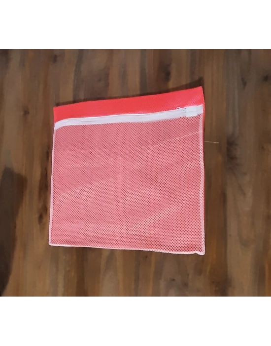 Turuncu - Fermuarlı - Hassas Çamaşır Terlik  Ayakkabı Yıkama Filesi Büyük Boy