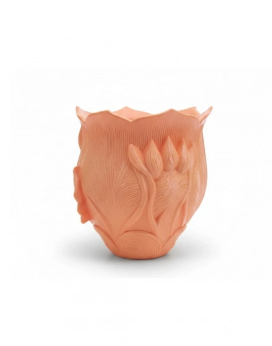 Turuncu Floral Tasarımlı 3D Vazo Şık Ev Dekorasyon Aksesuarı