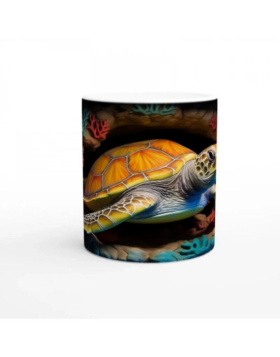 Turuncu Kabuklu Deniz Kaplumbağası Kupa Bardak