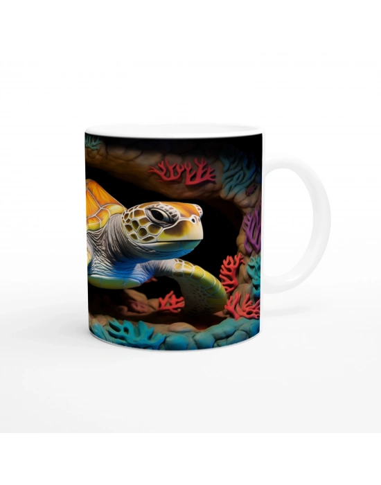 Turuncu Kabuklu Deniz Kaplumbağası Kupa Bardak