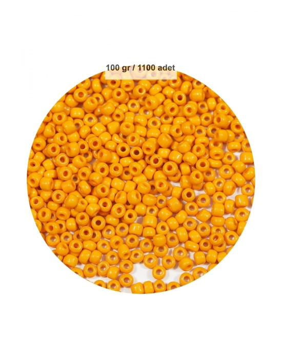 Turuncu Renk 4 mm Yaklaşık 1100 adet / 100 gram Cam Boncuk Oya Yazma Bileklik ve Kolye