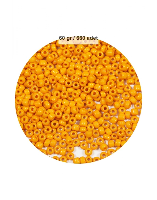 Turuncu Renk 4 mm Yaklaşık 660 adet / 60 gram Cam Boncuk Oya Yazma Bileklik ve Kolye