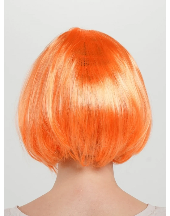 Turuncu Renk Parti Peruğu Küt Saç