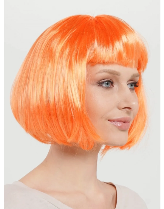 Turuncu Renk Parti Peruğu Küt Saç