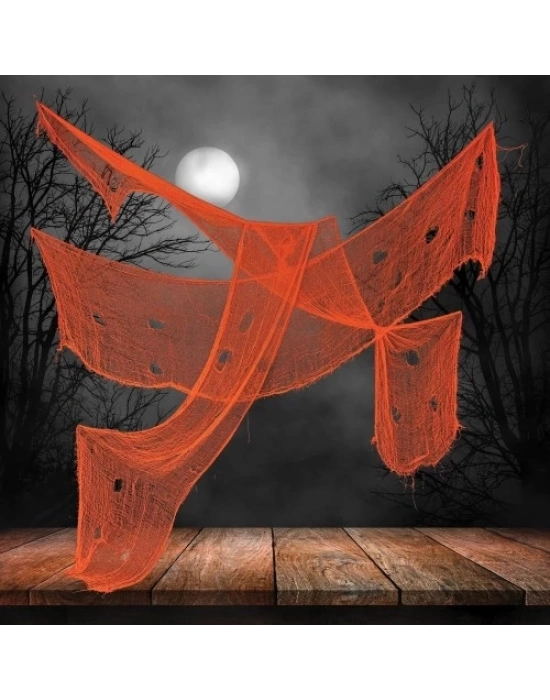 Turuncu Renk Ürpertici Dekor Perde