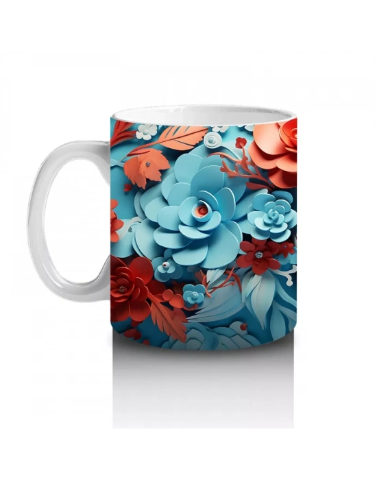 Turuncu ve Mavi Güller Arasında Gotik Yüz – Hediyelik Kahve Kupası