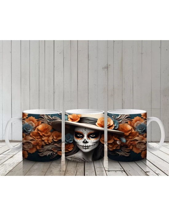 Turuncu Yapraklı Geniş Şapkalı Maskeli Ruh – Hediyelik Kahve Kupası