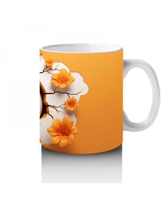 Turuncu Zemin Üzerinde Sırıtkan Balkabağı – Hediyelik Kahve Kupası