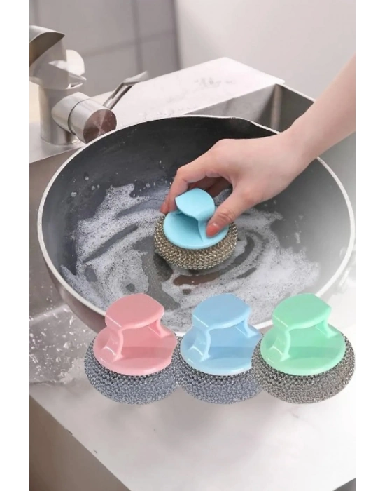 Tutacaklı Paslanmaz Çelik Top Bulaşık Ovma Teli Bulaşık Temizleme Fırçası Yıkama Süngeri