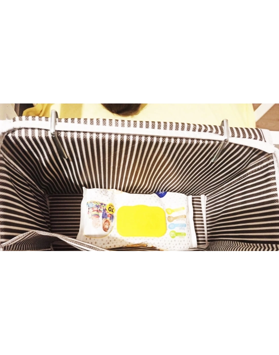 Tutturma Aparatlı Bebek Beşik Başucu Düzenleyici Kapaklı 5 Bölmeli Organizer