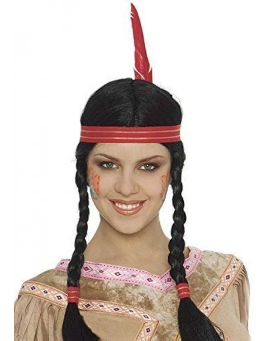 Tüylü Örgülü Hint Peruğu Kızılderili Peruğu