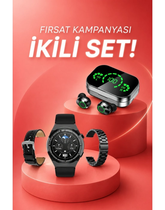 TWS Bluetooth Kulaklık ve Akıllı Saat Uyku Takibi Nabız Ölçer Uzun Pil Ömrü