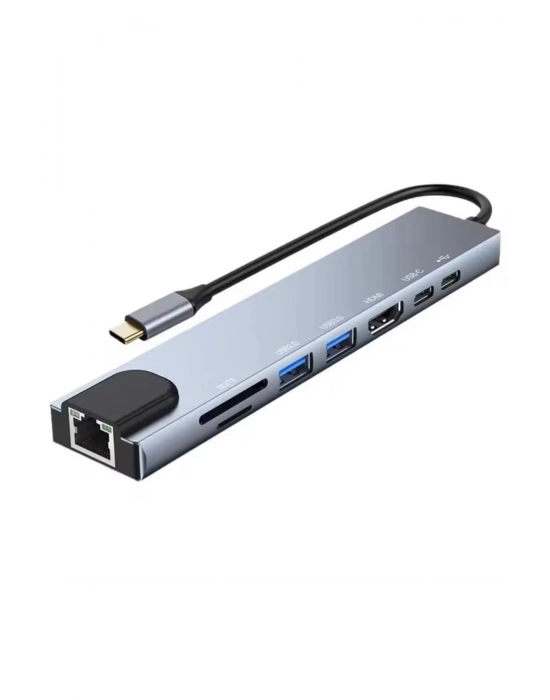® Type-C Çoklu Dönüştürücü – 87W PD, HDMI, 2x USB 3.0, RJ45, SD/TF Kart Girişli Hub