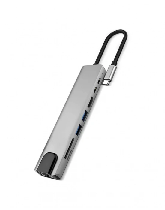 Type C Çoklu Port Hub 8 Port USB HDMI SD Kart Ethernet Adaptör