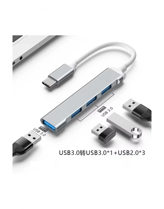 ® Type-C USB Çoklayıcı Hub | 1x USB 3.0 + 3x USB 2.0 | Yüksek Hızlı Dönüştürücü Adaptö