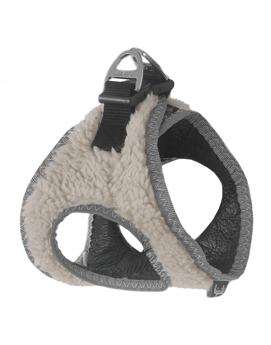 Üç Kilitli Kürklü Kedi Köpek Göğüs Tasması 20-24 cm XXX-Small Krem