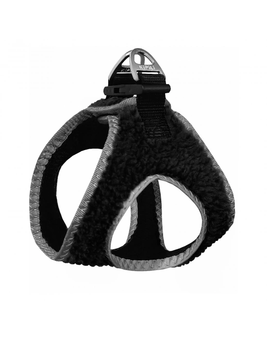 Üç Kilitli Kürklü Kedi Köpek Göğüs Tasması 20-24 cm XXX-Small Siyah