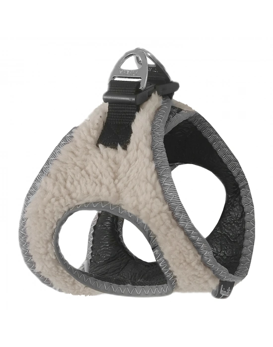 Üç Kilitli Kürklü Kedi Köpek Göğüs Tasması 24-28 cm XX-Small Krem