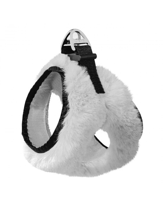 Üç Kilitli Peluş Kedi Köpek Göğüs Tasması 20-24 cm XXX-Small Beyaz