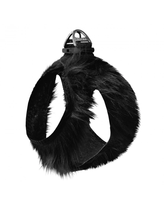 Üç Kilitli Peluş Kedi Köpek Göğüs Tasması 24-28 cm XX-Small Siyah