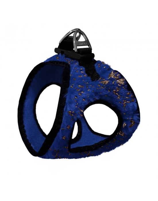 Üç Kilitli Simli Peluş Kedi Köpek Göğüs Tasması 24-28 cm XX-Small Lacivert