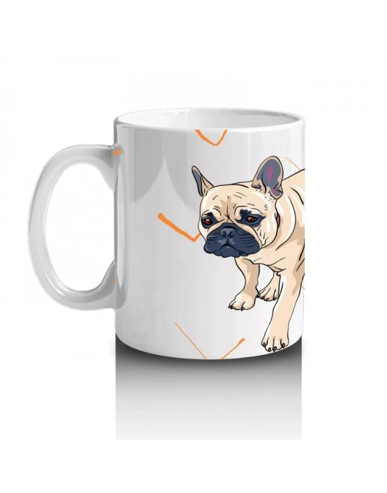 Üç Sevimli Bulldog Karakteri İllüstrasyonu – Baskılı Kahve Kupası