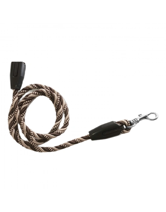 Üçlü Sarmallı Köpek Gezdirme Halatı 1 cm-120 cm Kahve Krem