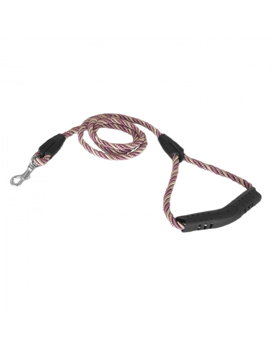 Üçlü Sarmallı Köpek Gezdirme Halatı 1 cm-120 cm Lila Krem