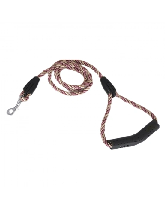 Üçlü Sarmallı Köpek Gezdirme Halatı 1 cm-120 cm Lila Krem