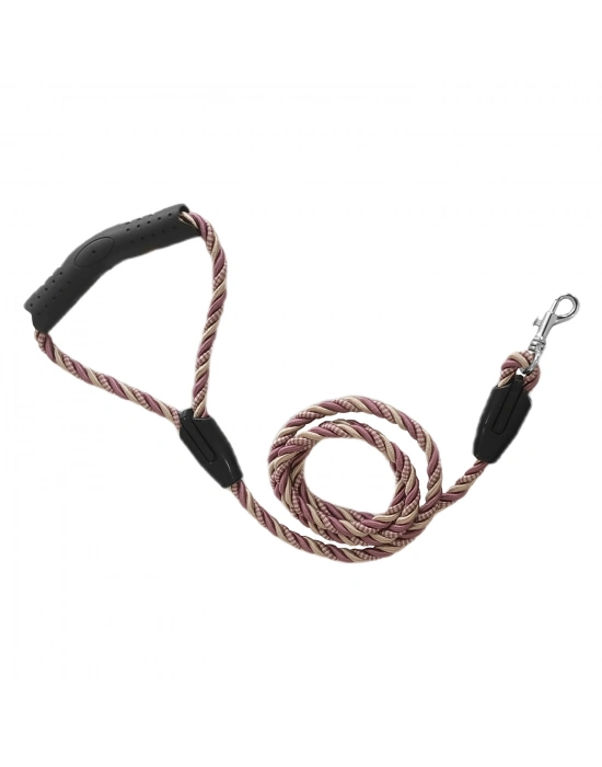 Üçlü Sarmallı Köpek Gezdirme Halatı 1 cm-120 cm Lila Krem