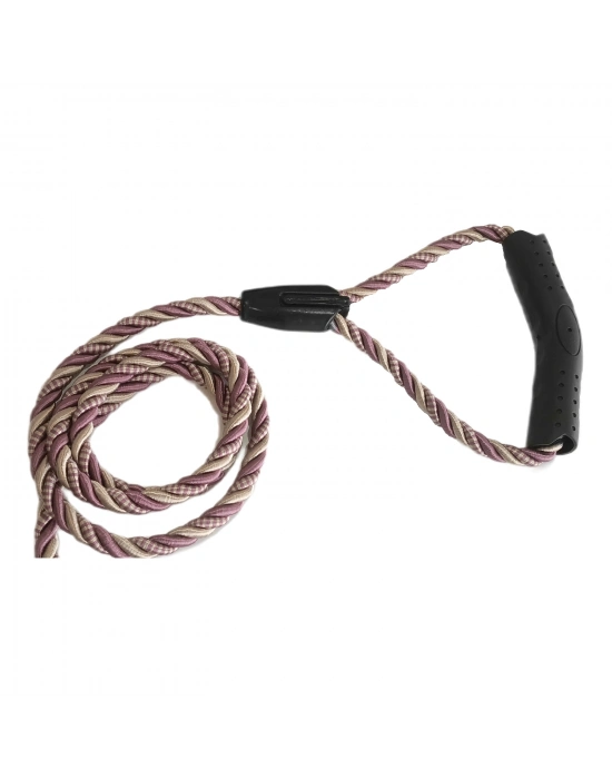Üçlü Sarmallı Köpek Gezdirme Halatı 1 cm-120 cm Lila Krem