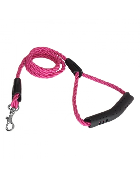 Üçlü Sarmallı Köpek Gezdirme Halatı 1 cm-120 cm Pembe