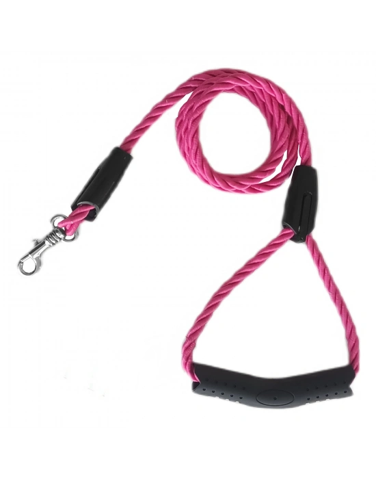 Üçlü Sarmallı Köpek Gezdirme Halatı 1 cm-120 cm Pembe