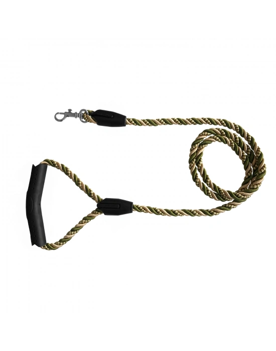 Üçlü Sarmallı Köpek Gezdirme Halatı 1 cm-120 cm Yeşil Krem