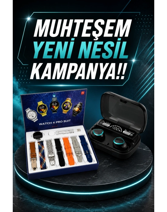 Ucuz Kaliteli Yeni Nesil 7 Kordonlu Akıllı Saat ve Kablosuz Bluetooth Kulaklık ANC Özelliği
